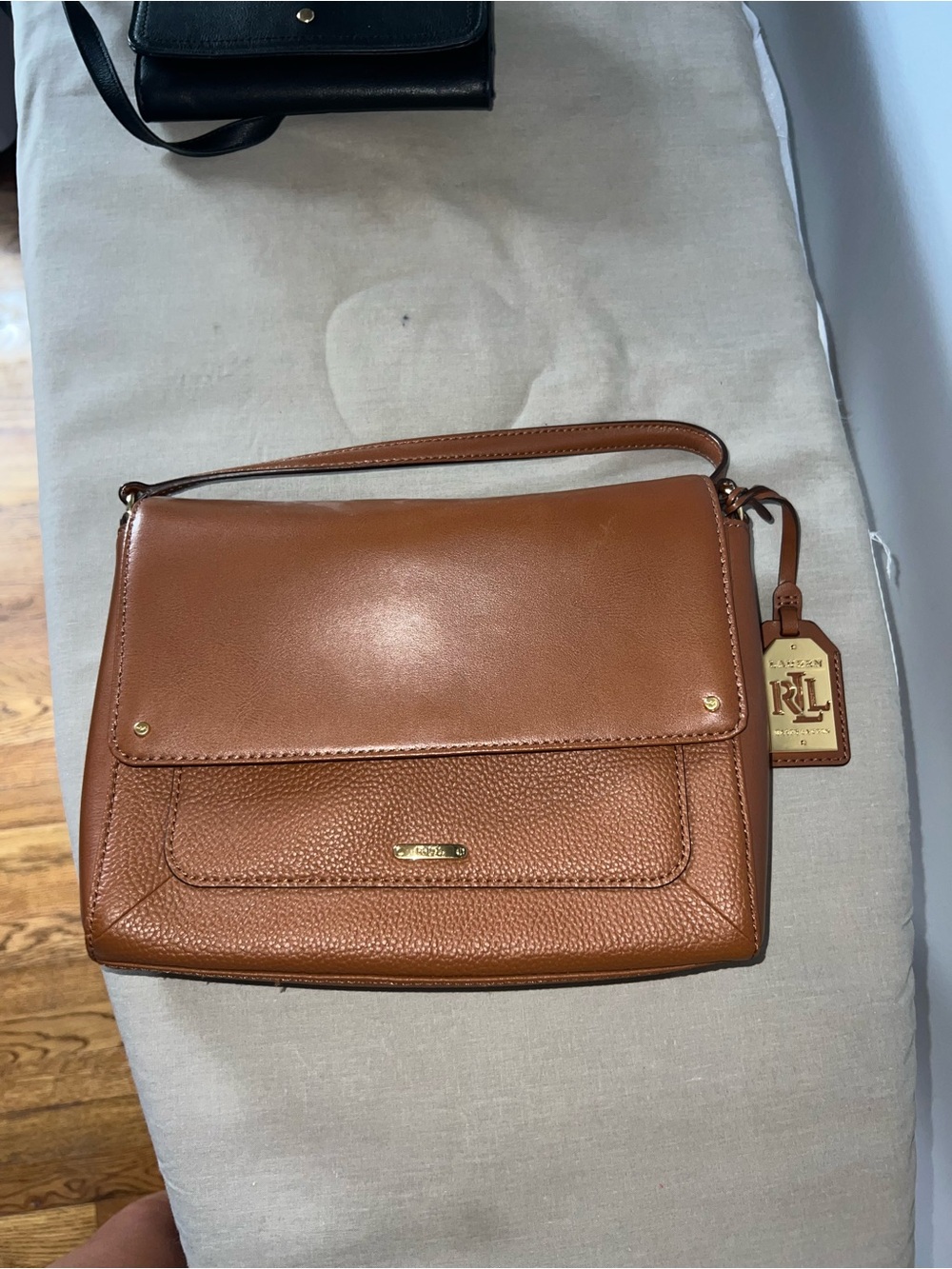 Ralph Lauren Tan Leather Flap Shoulder Bag